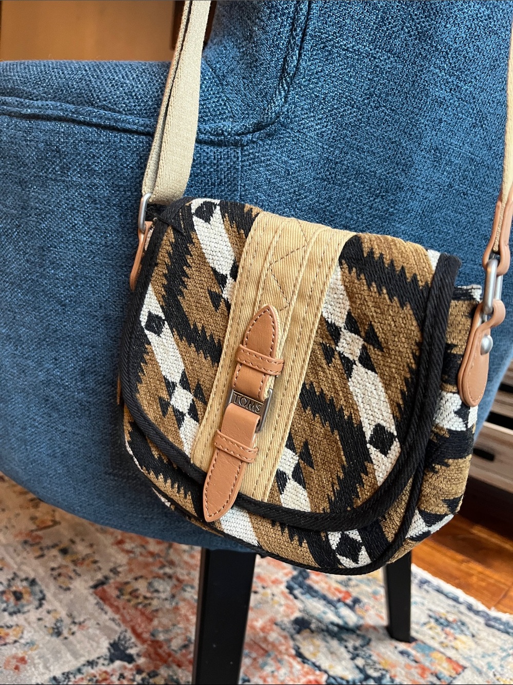 TOMS Black, Brown & Cream Crossbody Bag